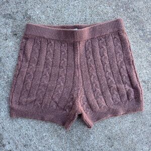 Sky & Sparrow Brown Cable Knit Sweater Shorts